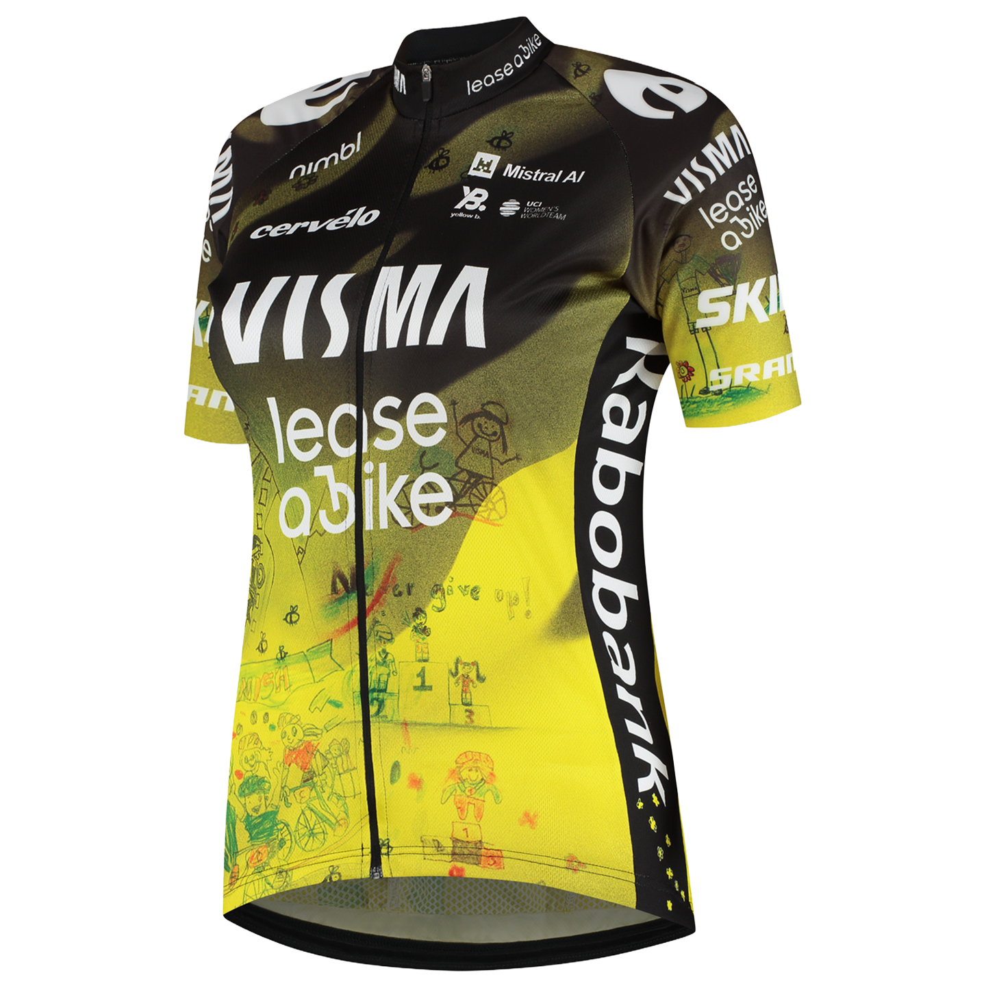 Yellowb TEAM VISMA LEASE A BIKE Women's Short Sleeve Jersey Dream like a Champion TdF 2026 yellow/black