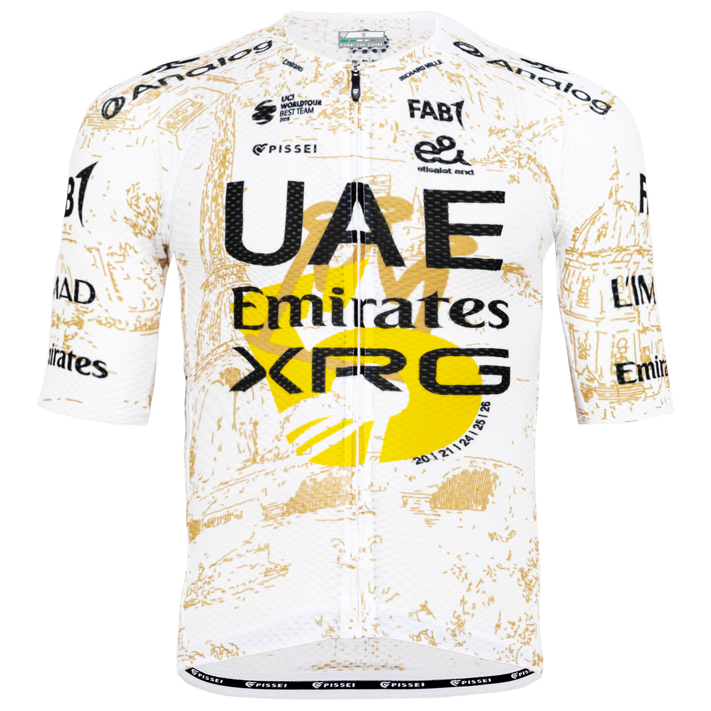 Pissei UAE TEAM EMIRATES - XRG Koszulka z krótkim rękawem Superlight Celebration TdF 2026 Ltd. Edt. biały/złoty