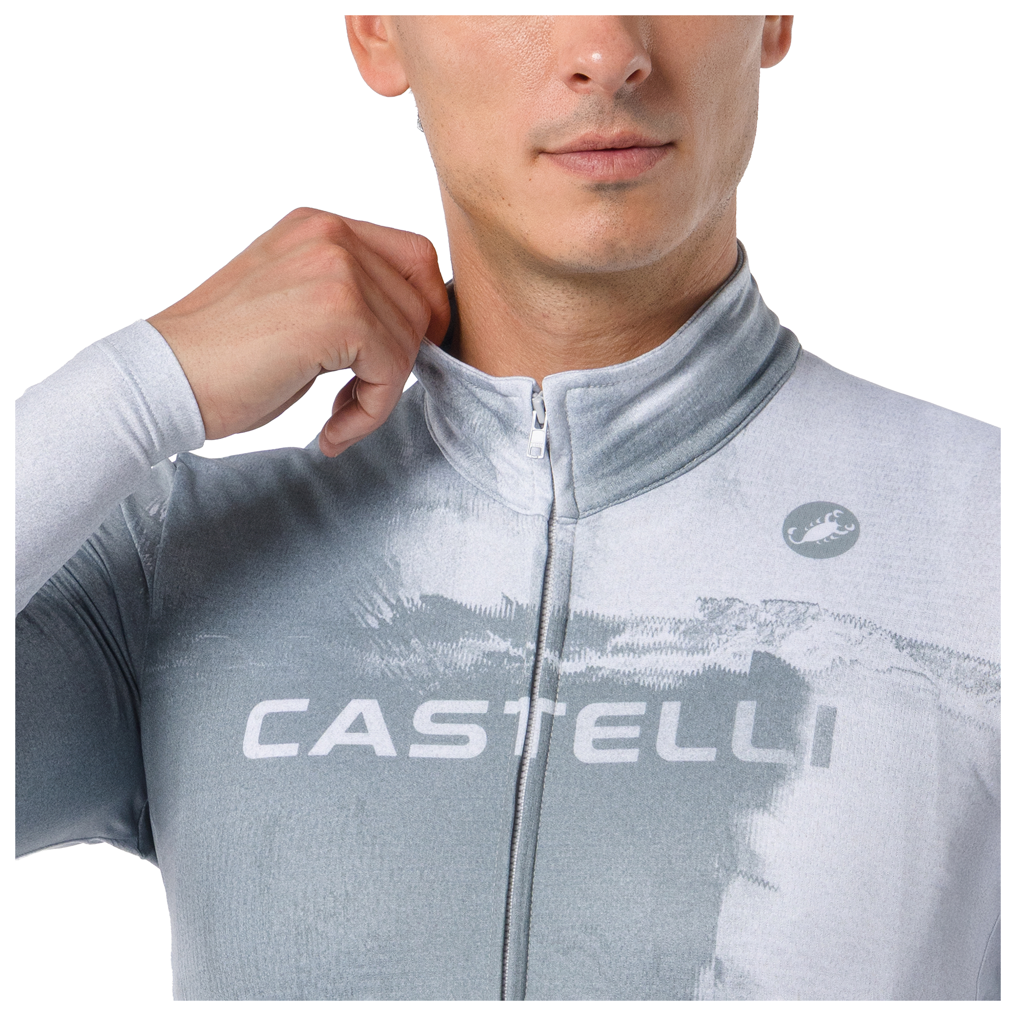 Castelli Langarmtrikot Nebula Thermal silber/grau