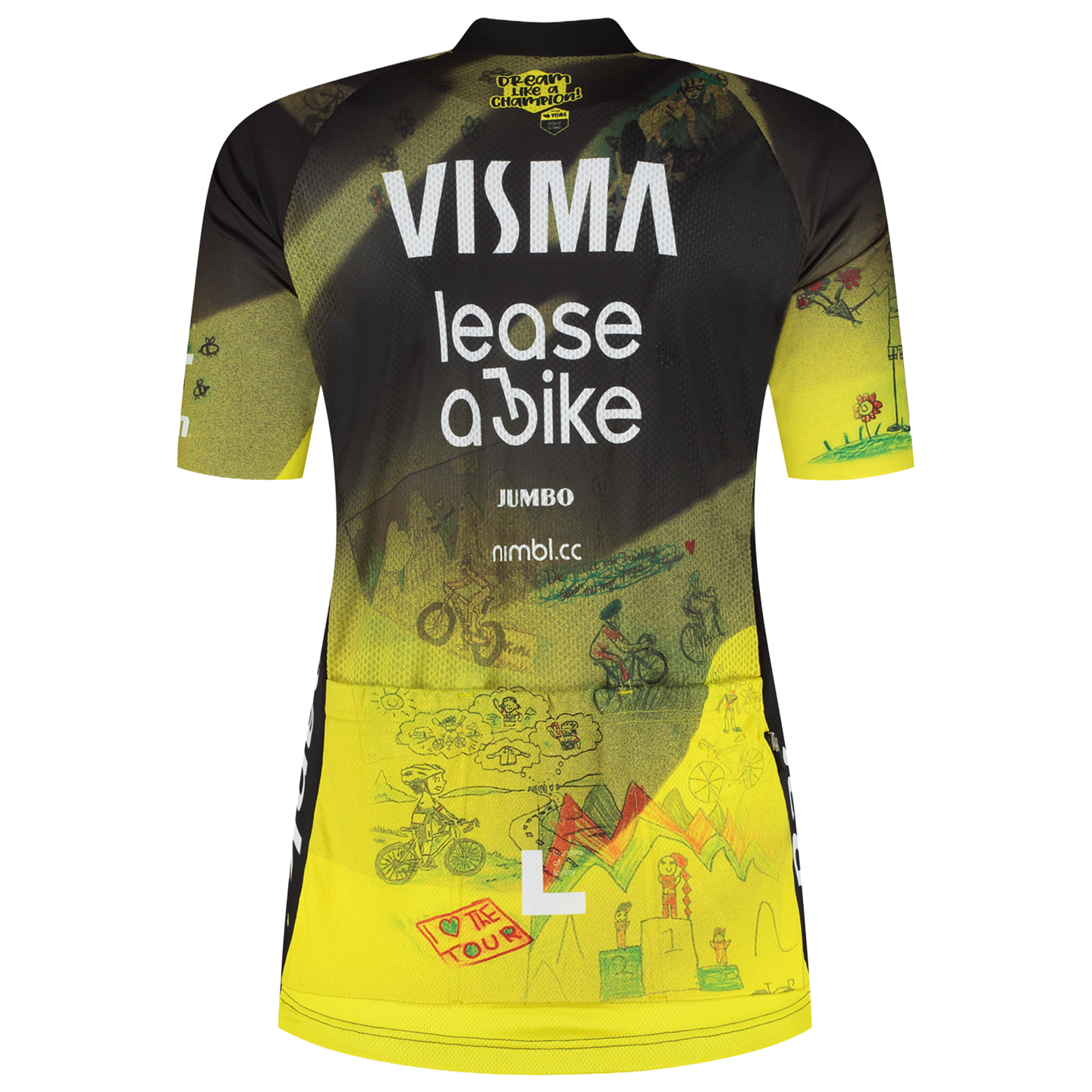 Yellowb TEAM VISMA LEASE A BIKE Women's Short Sleeve Jersey Dream like a Champion TdF 2026 yellow/black