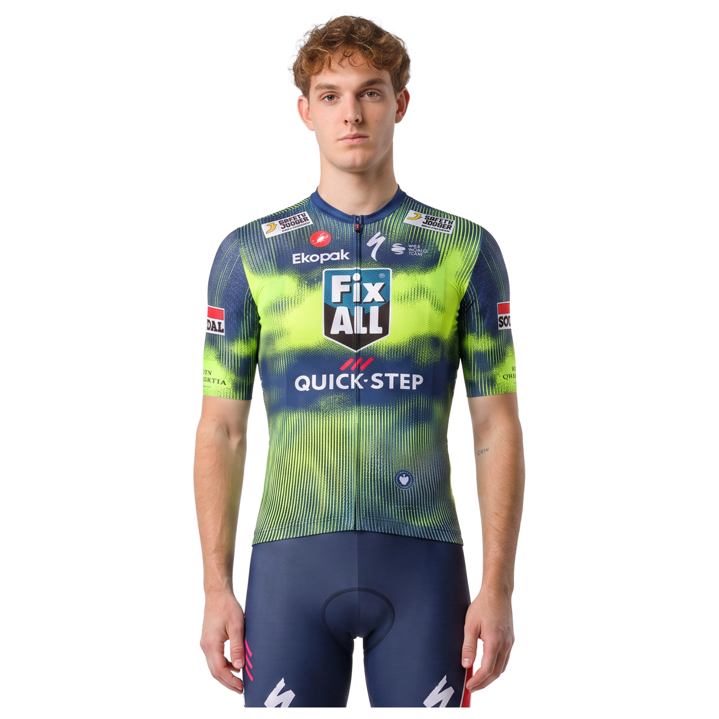 Castelli SOUDAL QUICK-STEP Kurzarmtrikot Tour Britain 26 blau/neongrün