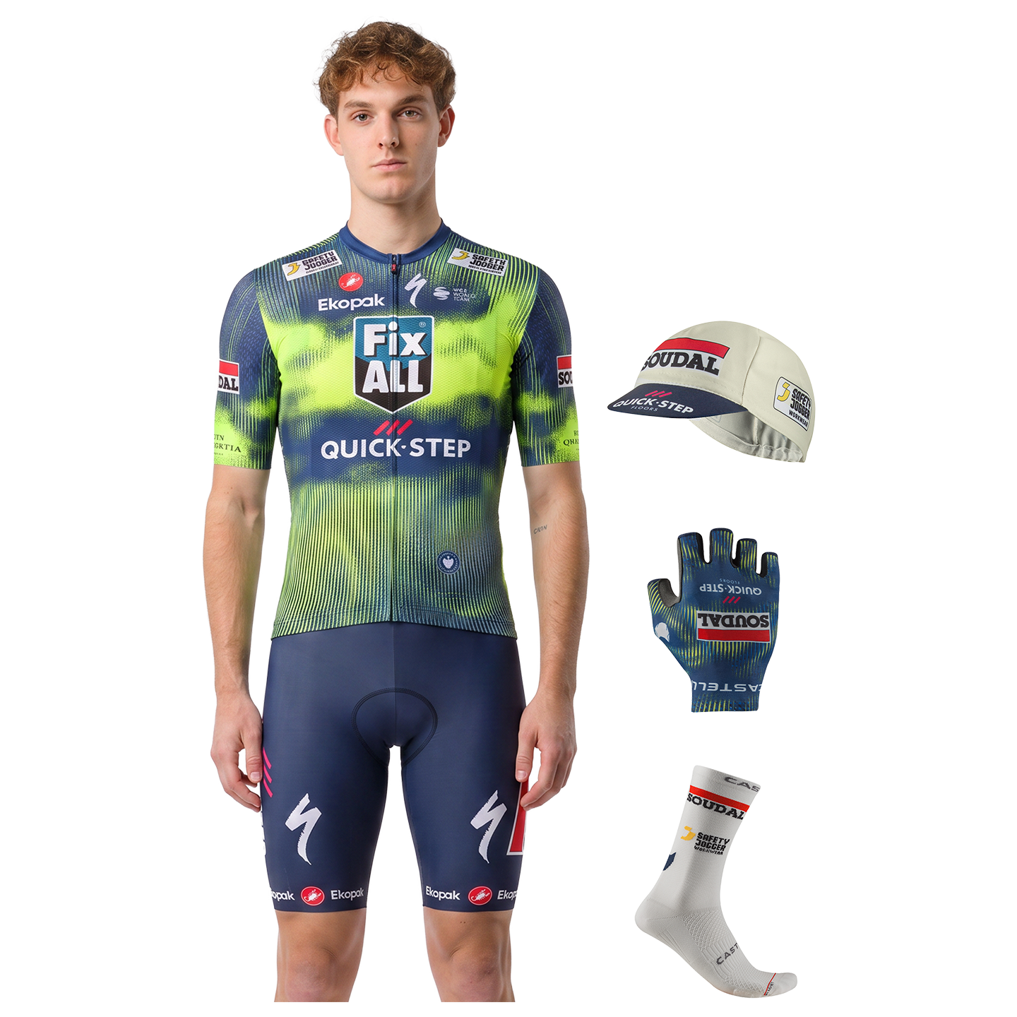 Castelli Maxi-Set (5 Teile) SOUDAL QUICK-STEP  Tour Britain 2026 blau/neongrün