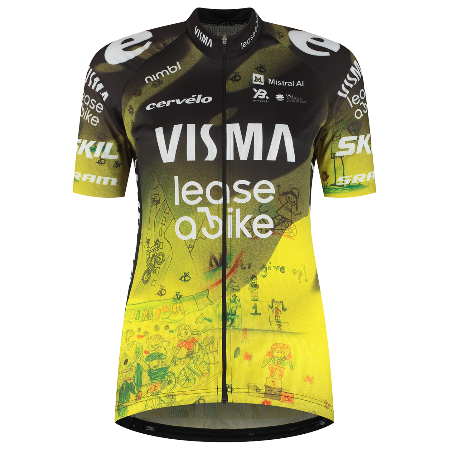 Yellowb TEAM VISMA LEASE A BIKE Women's Short Sleeve Jersey Dream like a Champion TdF 2026 yellow/black