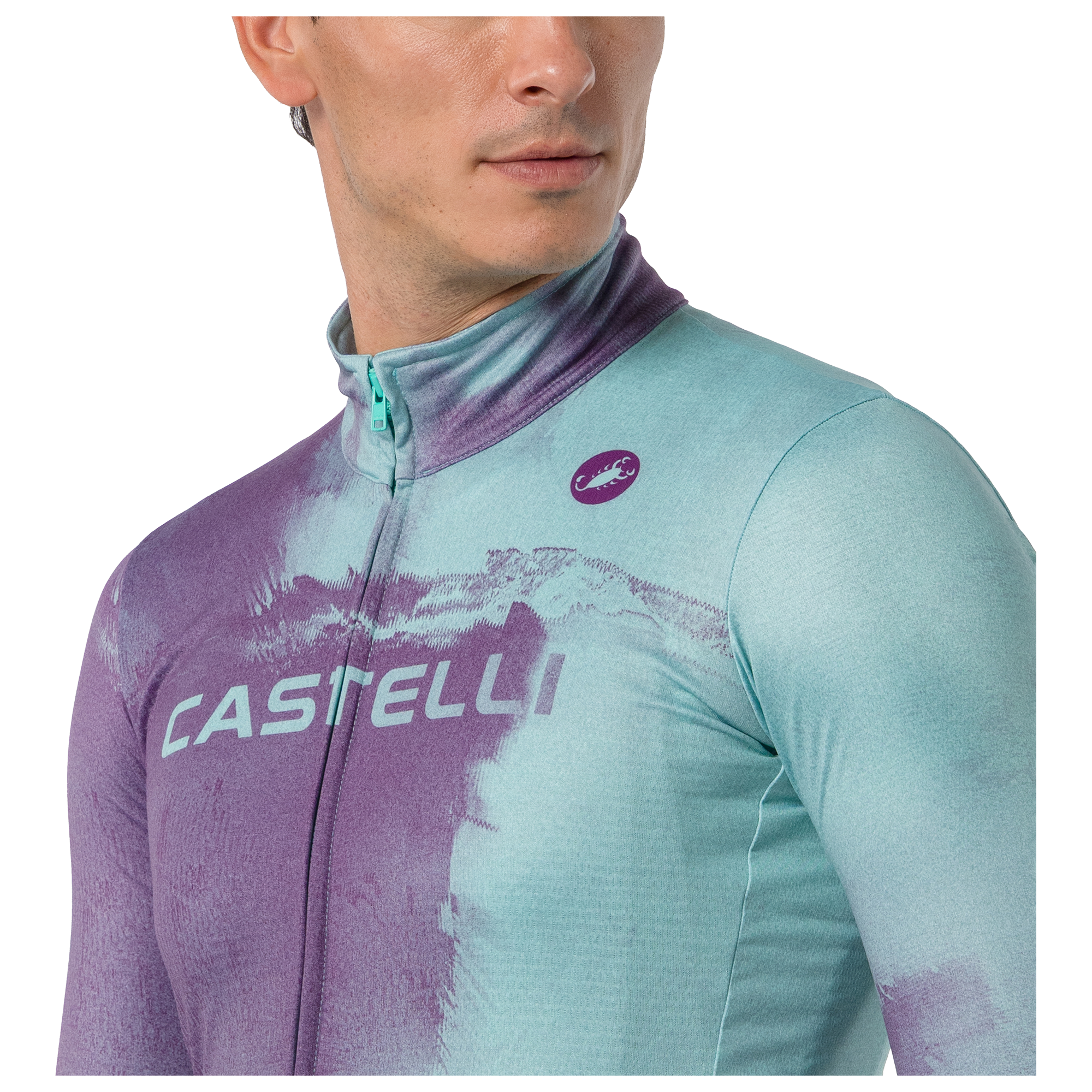 Castelli Langarmtrikot Nebula Thermal lila/blau