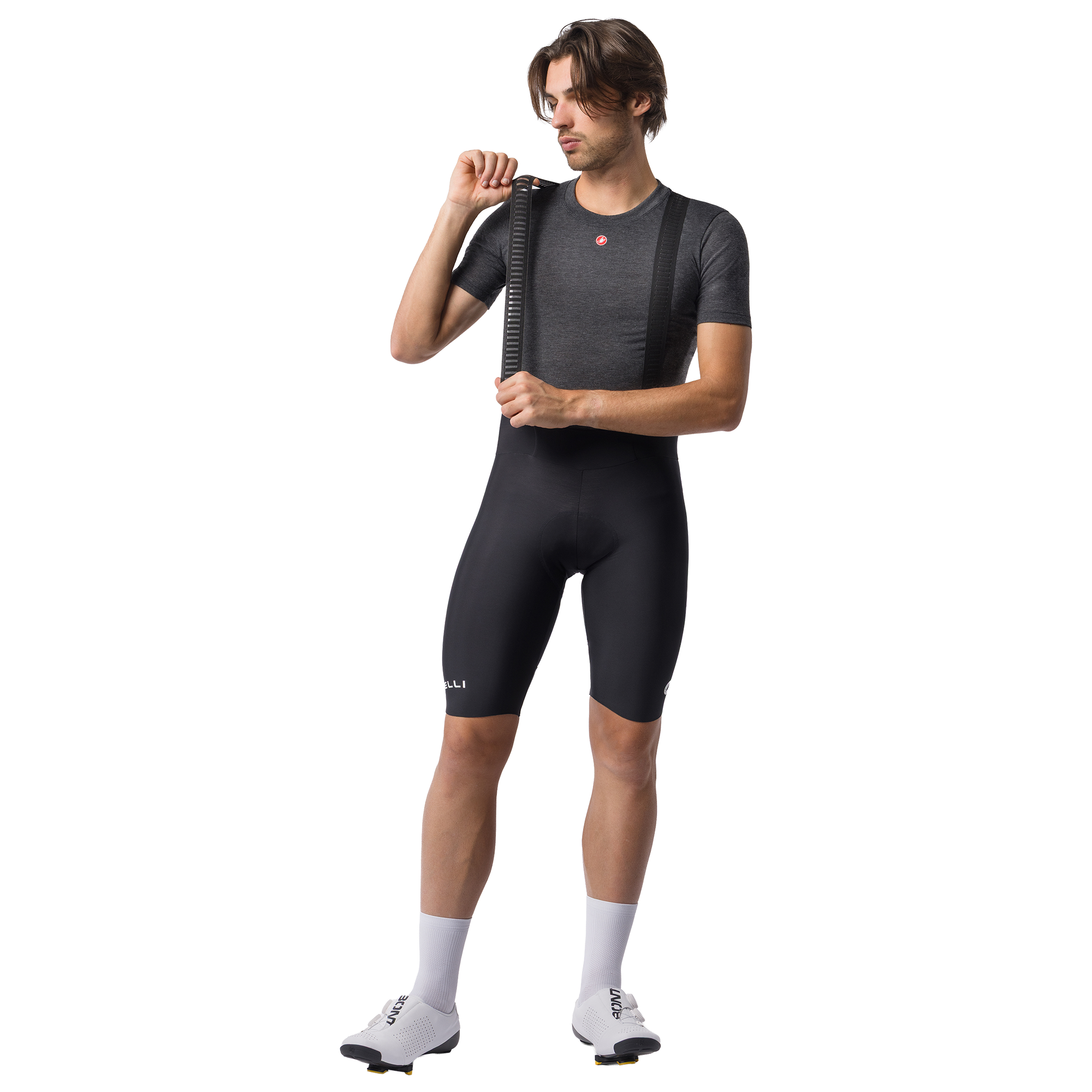 Castelli kurze Trägerhose Espresso Thermal schwarz