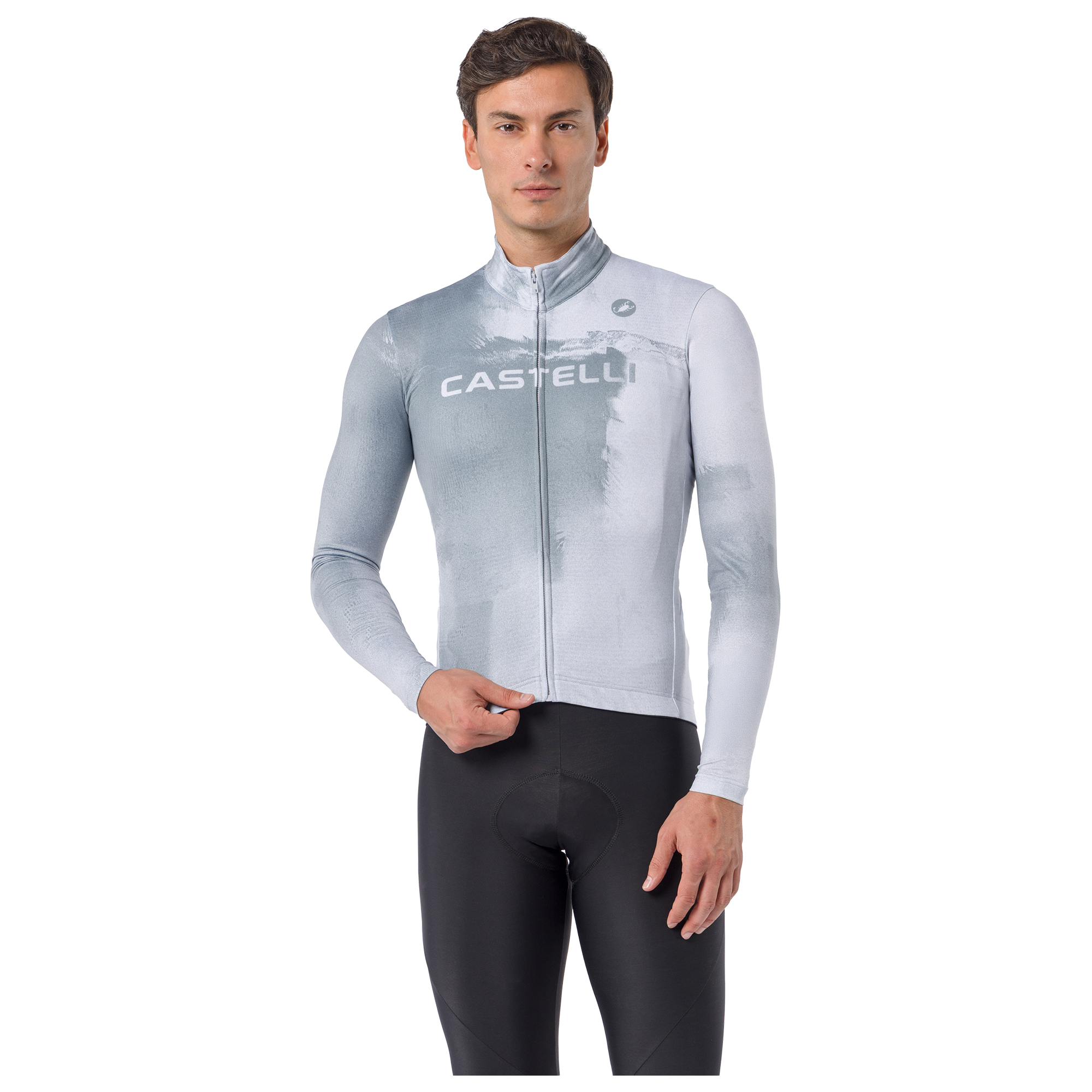 Castelli Langarmtrikot Nebula Thermal silber/grau