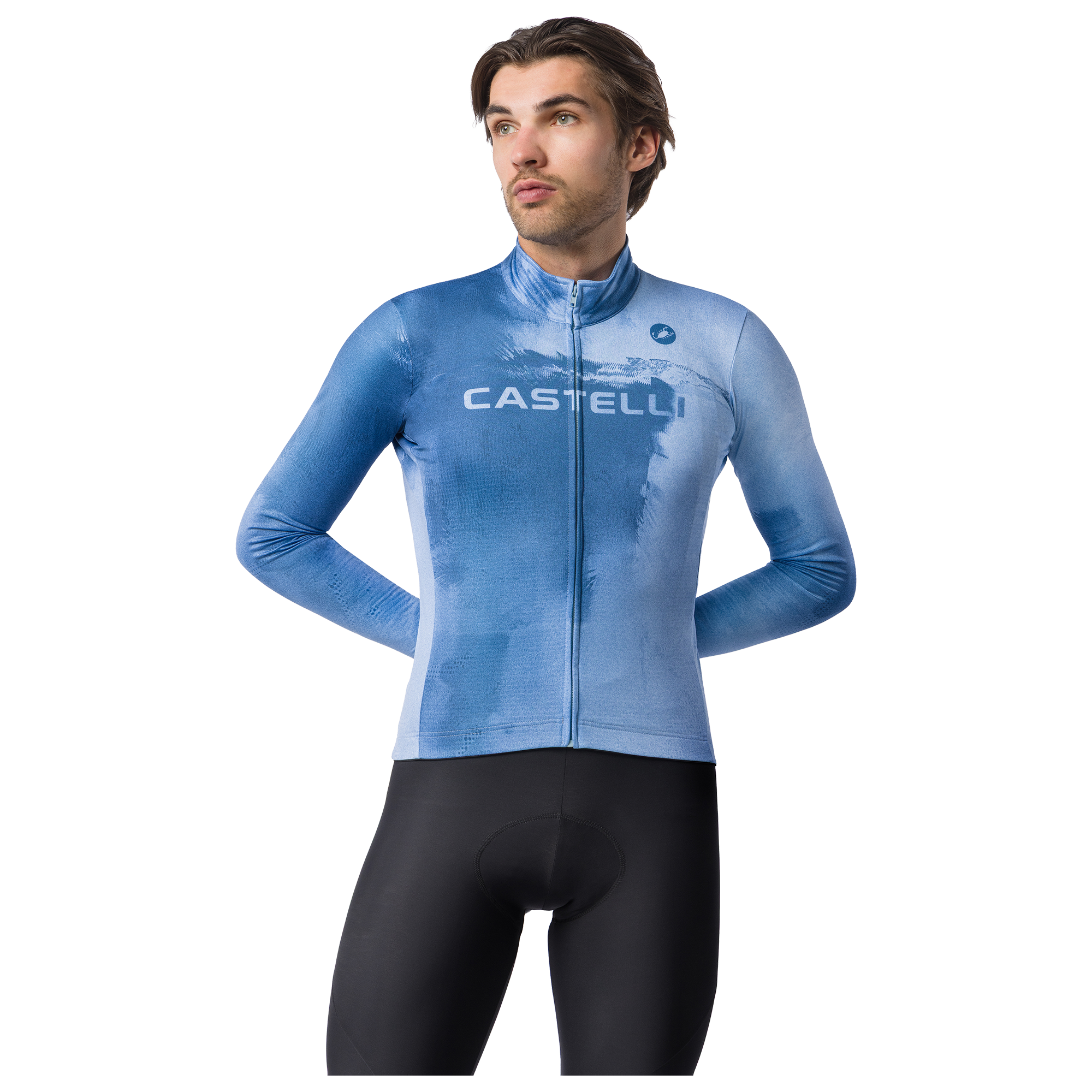 Castelli Langarmtrikot Nebula Thermal blau