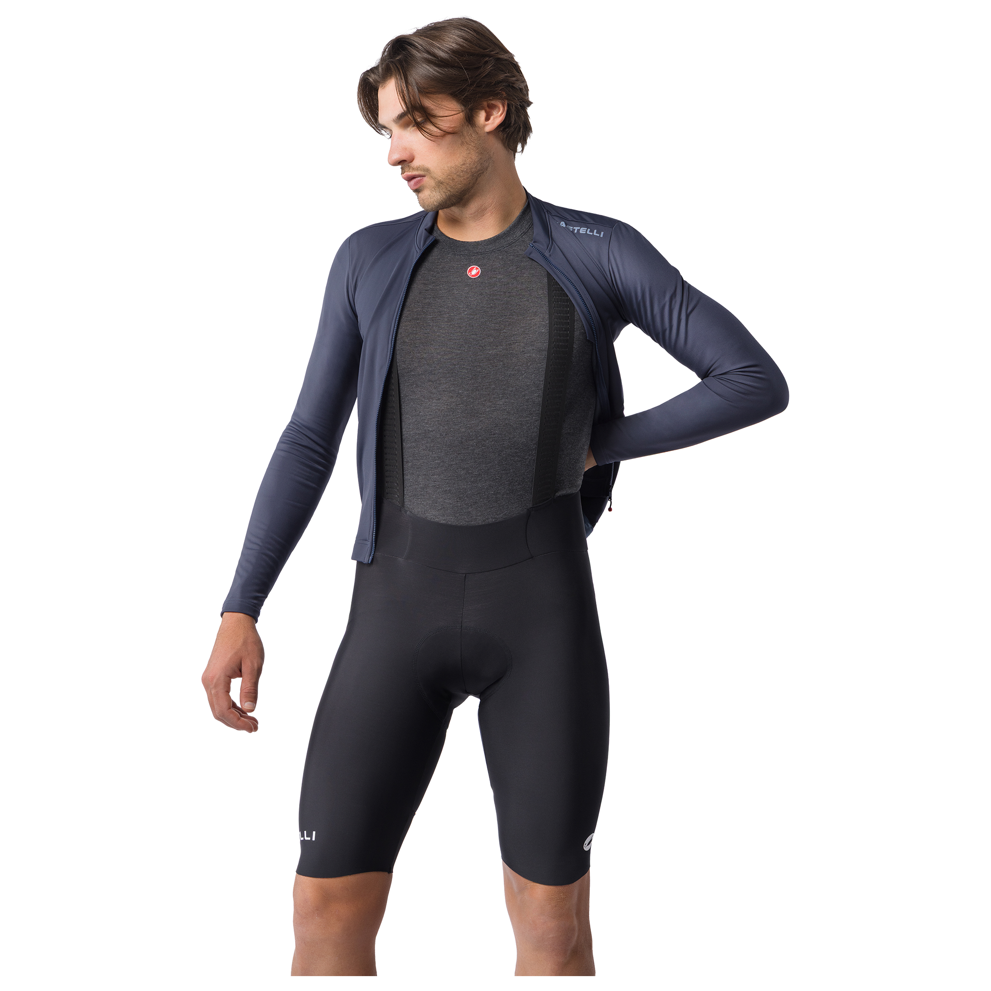 Castelli kurze Trägerhose Espresso Thermal schwarz