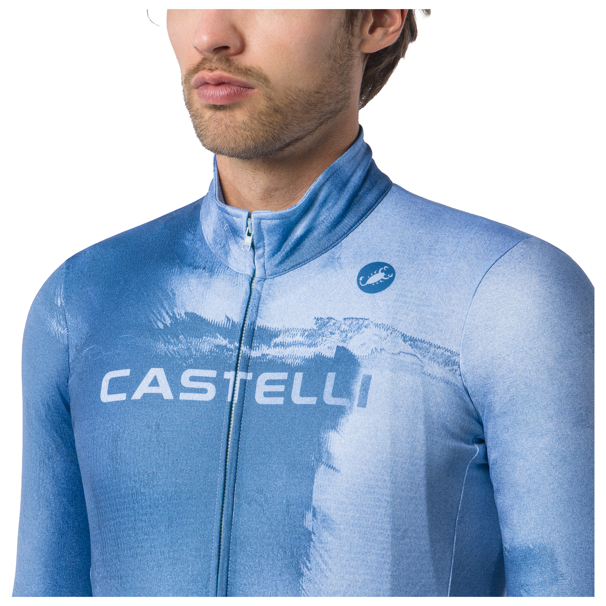 Castelli Langarmtrikot Nebula Thermal blau